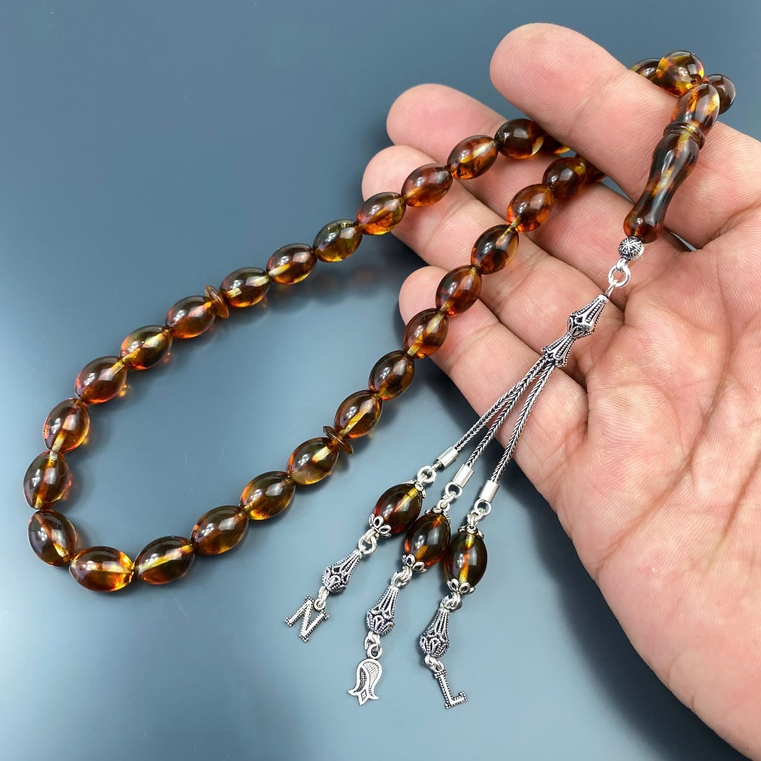 Kehribar Tesbih Gebetskette Perlenkette Männerschmuck Tesbih mit Namen personalisiert namaz tesbih
