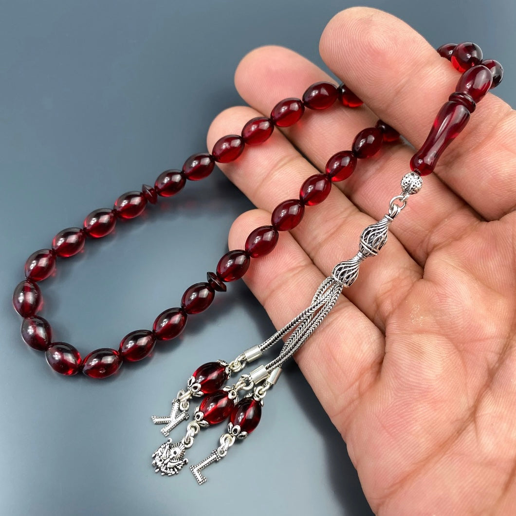 Kehribar Tesbih Gebetskette Perlenkette Männerschmuck Tesbih mit Namen personalisiert namaz tesbih