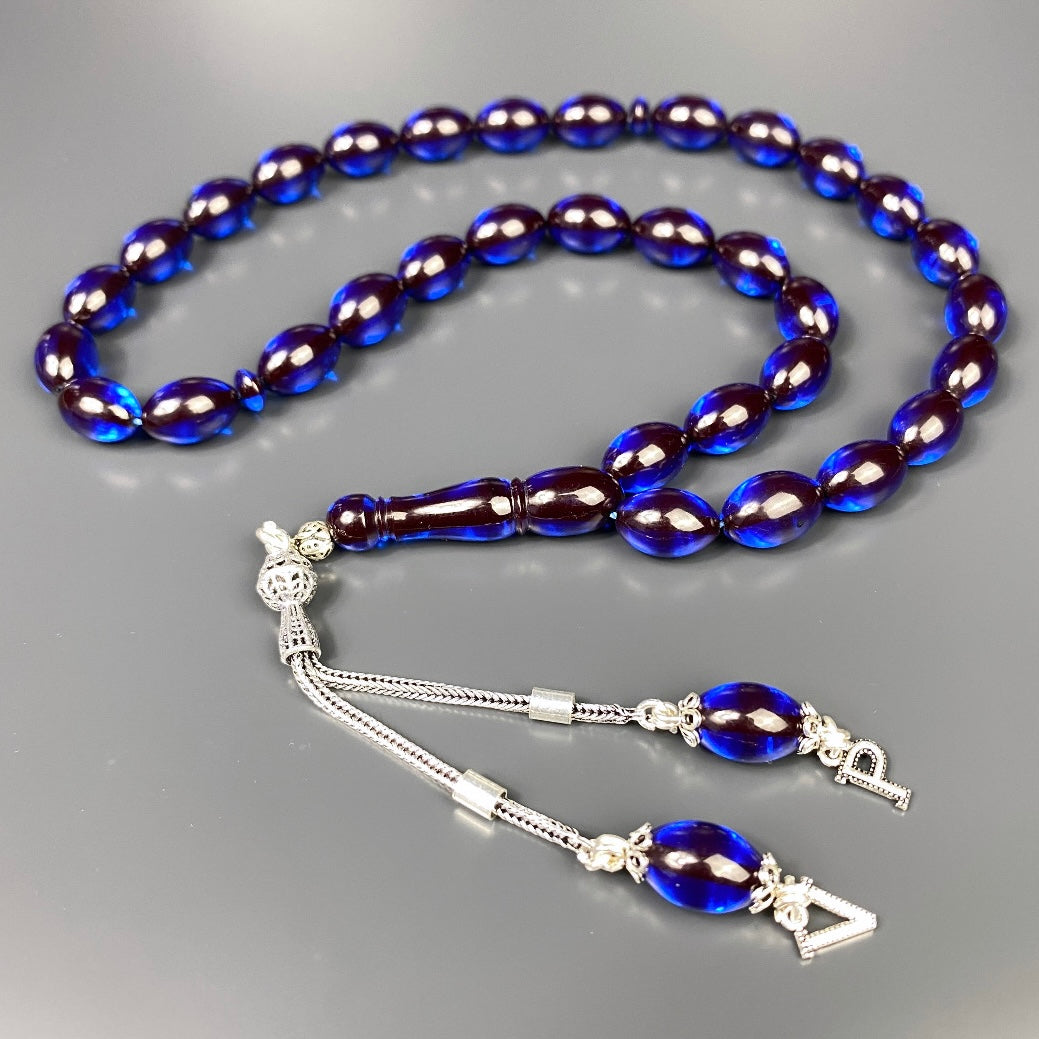 Koyu Mavi Tesbih SIKMA KEHRIBAR Beyzi mit Box - 925 Silber