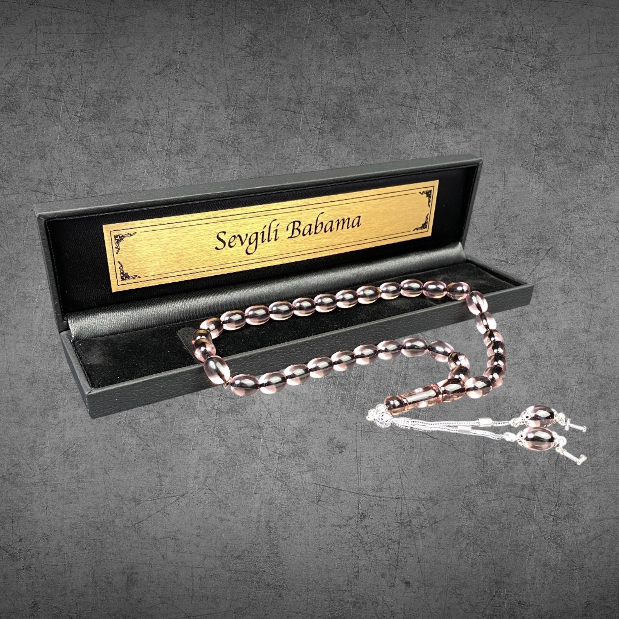 Seffaf Tesbih SIKMA KEHRIBAR Kapsül mit Box - 925 Silber