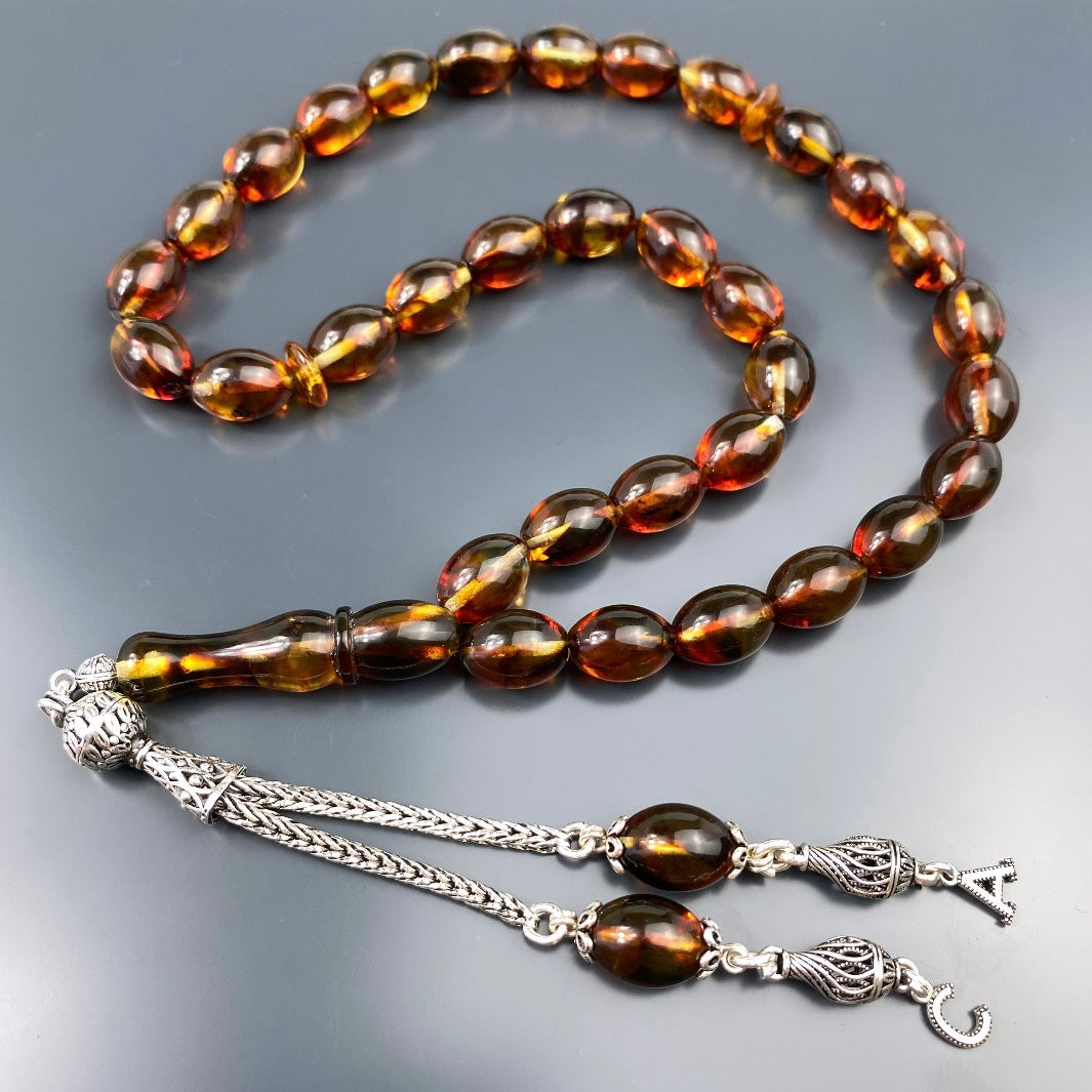 Kehribar Tesbih Gebetskette Perlenkette Männerschmuck Tesbih mit Namen personalisiert namaz tesbih