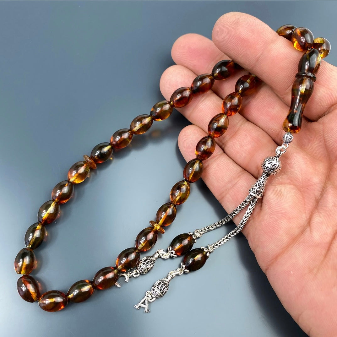 Kehribar Tesbih Gebetskette Perlenkette Männerschmuck Tesbih mit Namen personalisiert namaz tesbih