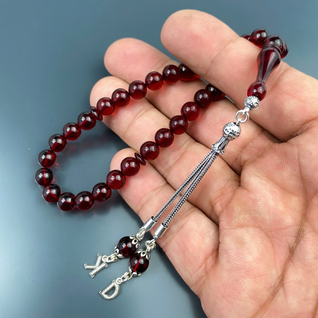 Kehribar Tesbih Rot 2 Harf Gümüs Püskül