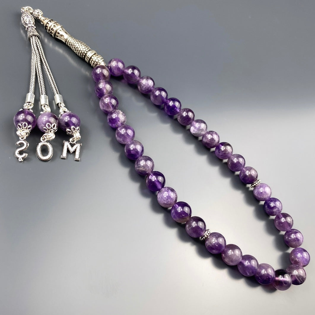 Tesbih Amethyst 3 Buchstaben personalisiert 925 Silber