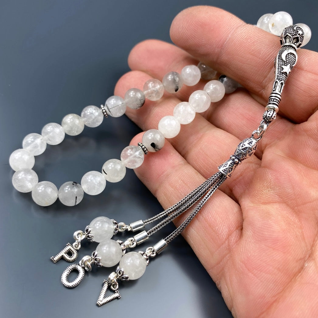 Tesbih Quarz 3 Buchstaben personalisiert 925 Silber