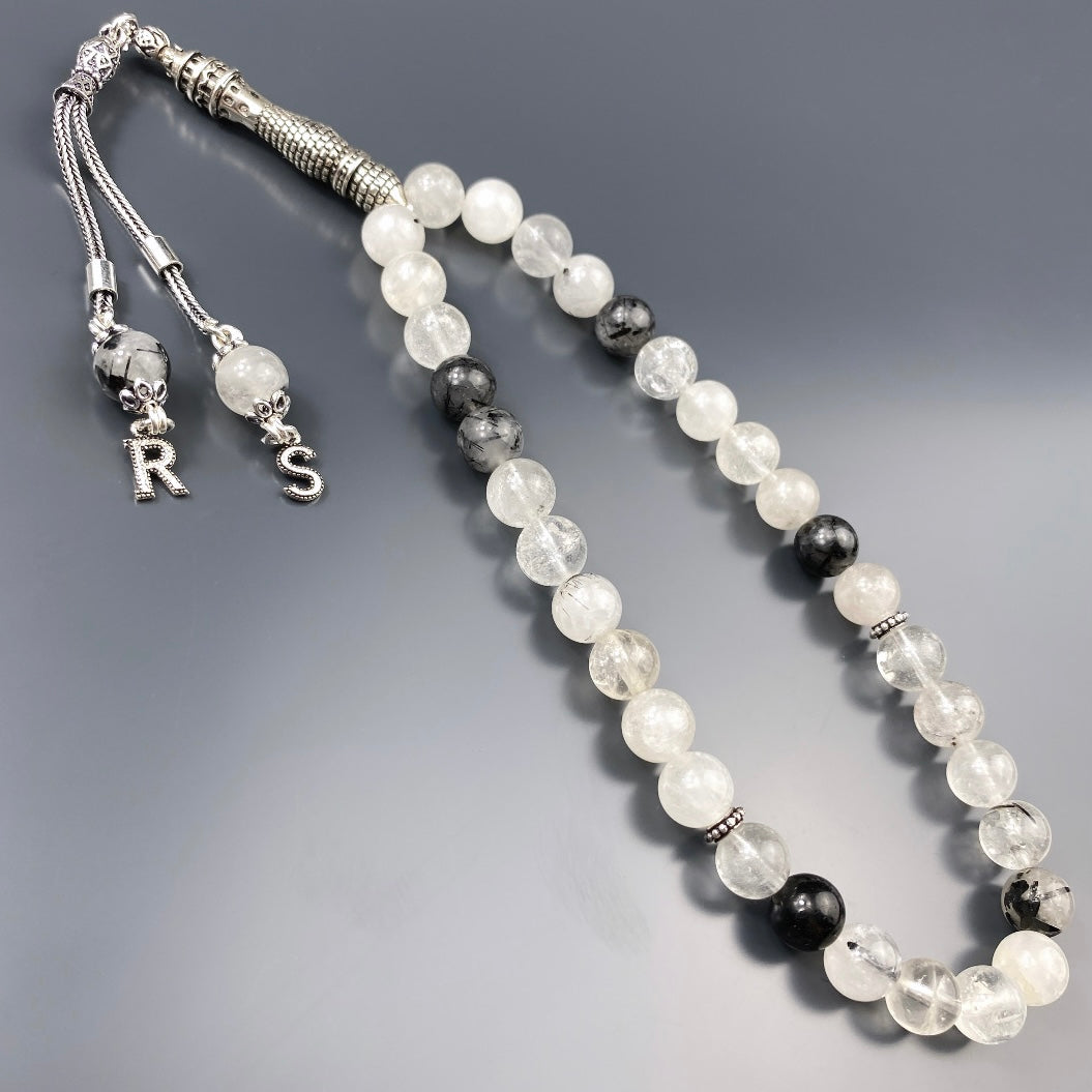 Tesbih Quarz 2 Buchstaben personalisiert 925 Silber