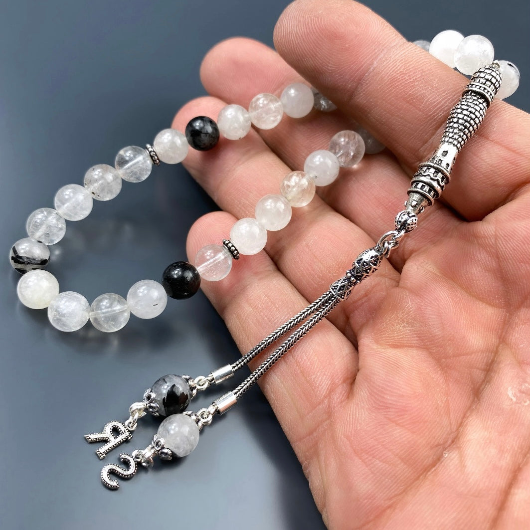 Tesbih Quarz 2 Buchstaben personalisiert 925 Silber