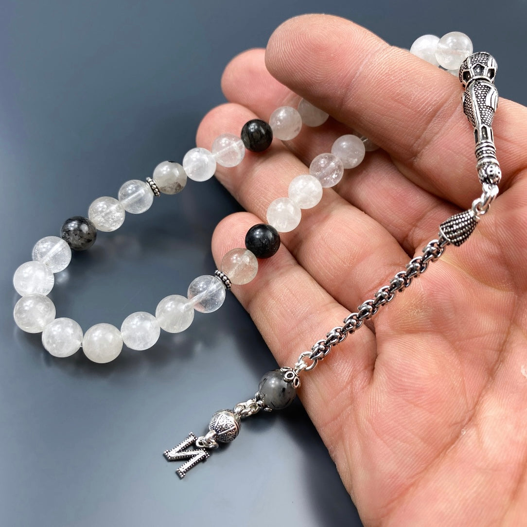 Tesbih Quarz 1 Buchstaben personalisiert 925 Silber