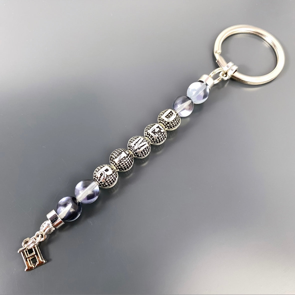 Schlüsselanhänger personalisiert Quarz Black