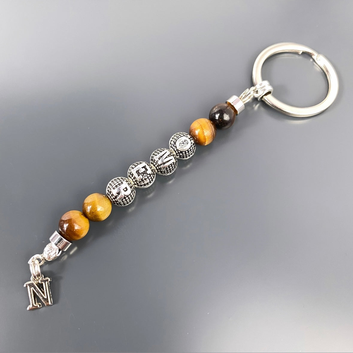 Schlüsselanhänger personalisiert Tigerauge Braun Glanz