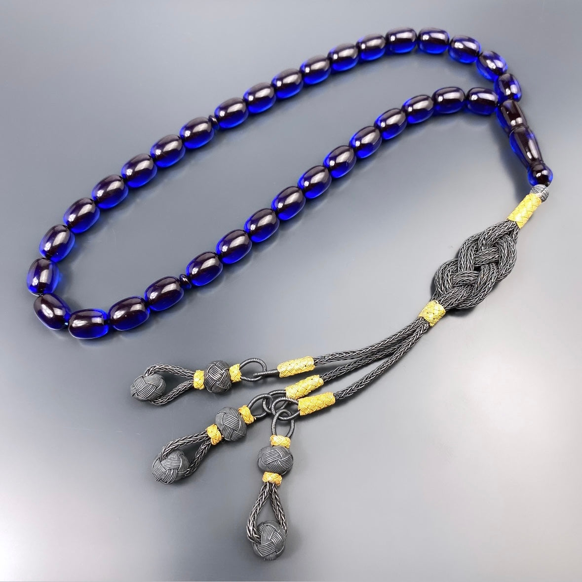 Tesbih Cakirbeyli Mavi Renk Sikma Kehribar Gebetskette