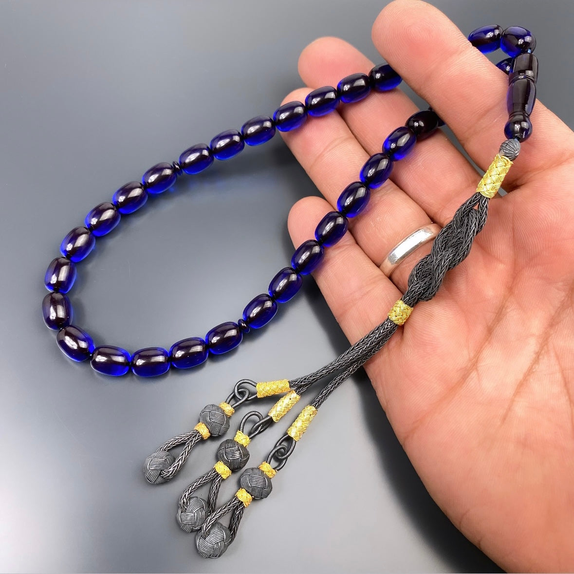 Tesbih Cakirbeyli Mavi Renk Sikma Kehribar Gebetskette