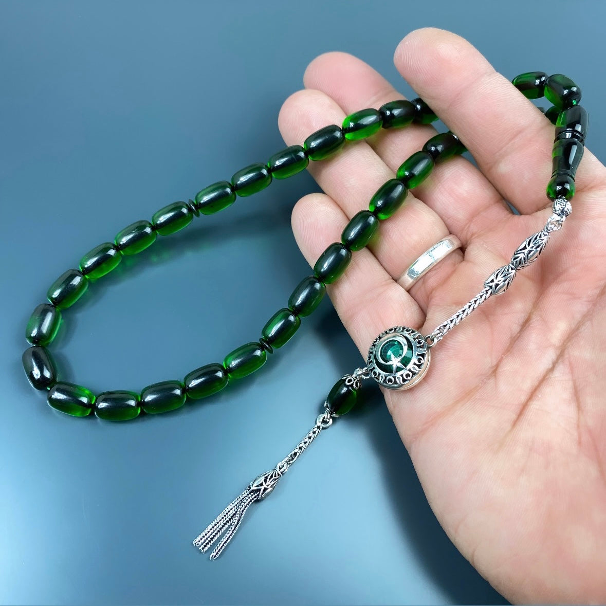 Tesbih Özel SIKMA Kehribar Ay Yildiz Logo