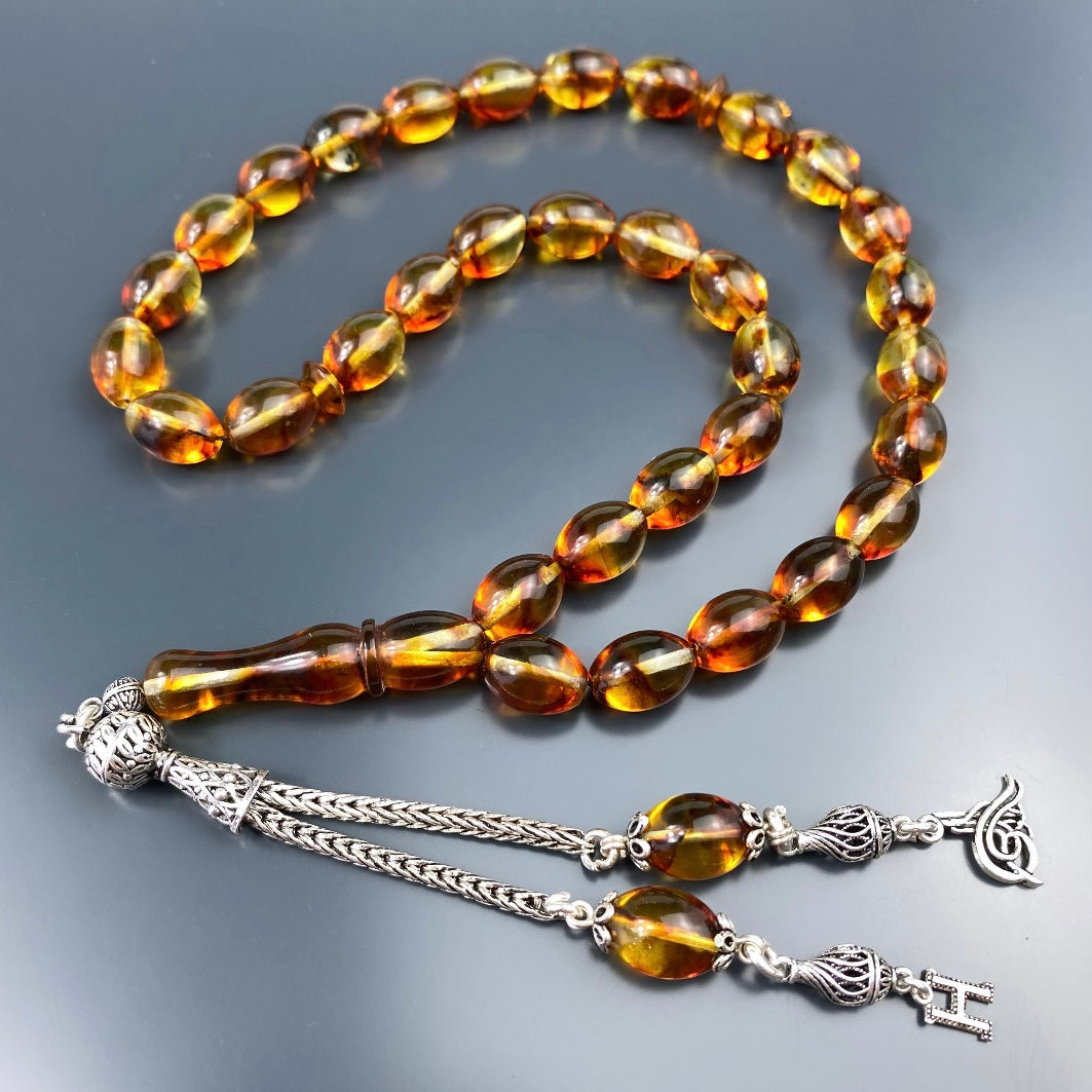 Kehribar Tesbih Gebetskette Perlenkette Männerschmuck Tesbih mit Namen personalisiert namaz tesbih