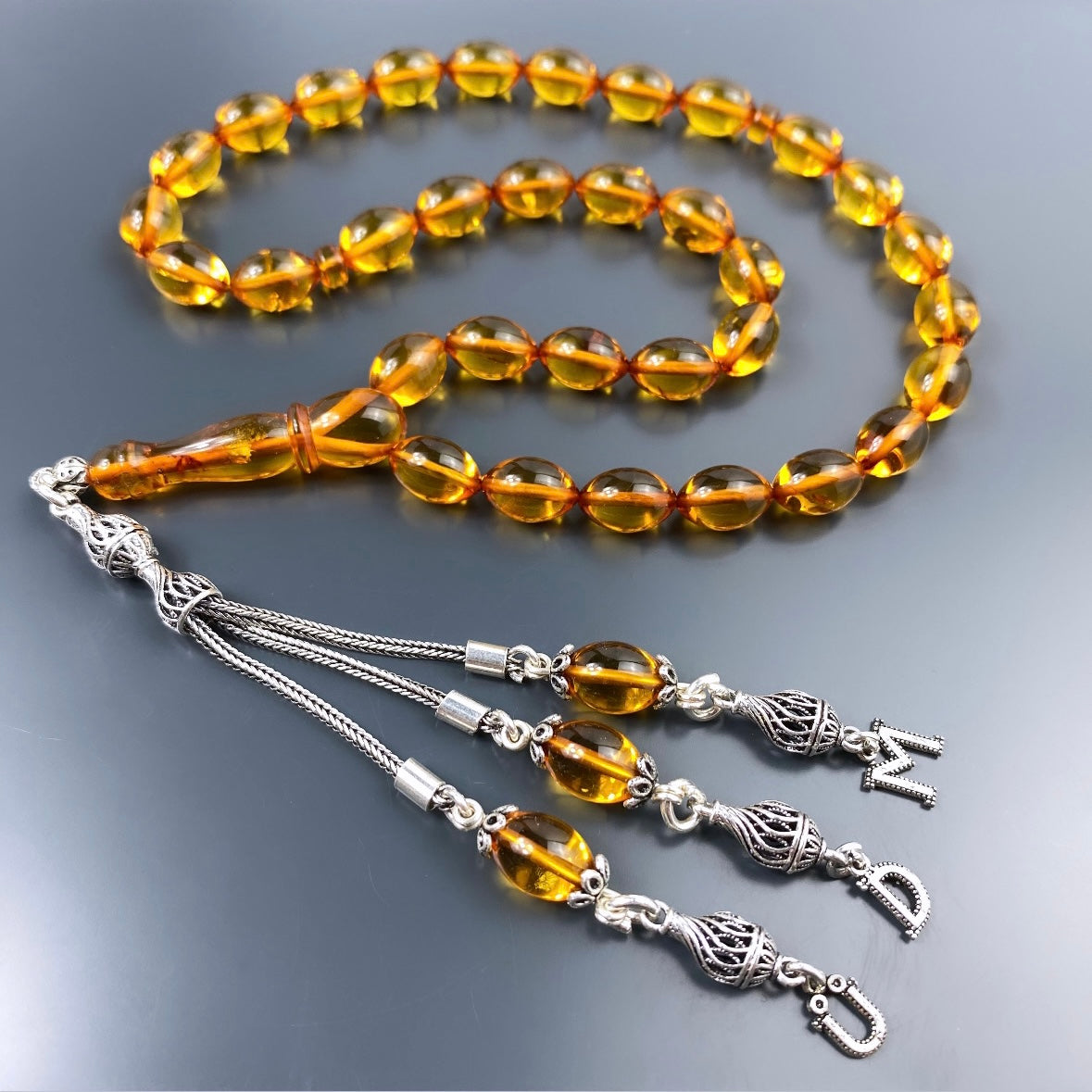 Braun Kehribar Tesbih / Bernstein Buchstaben