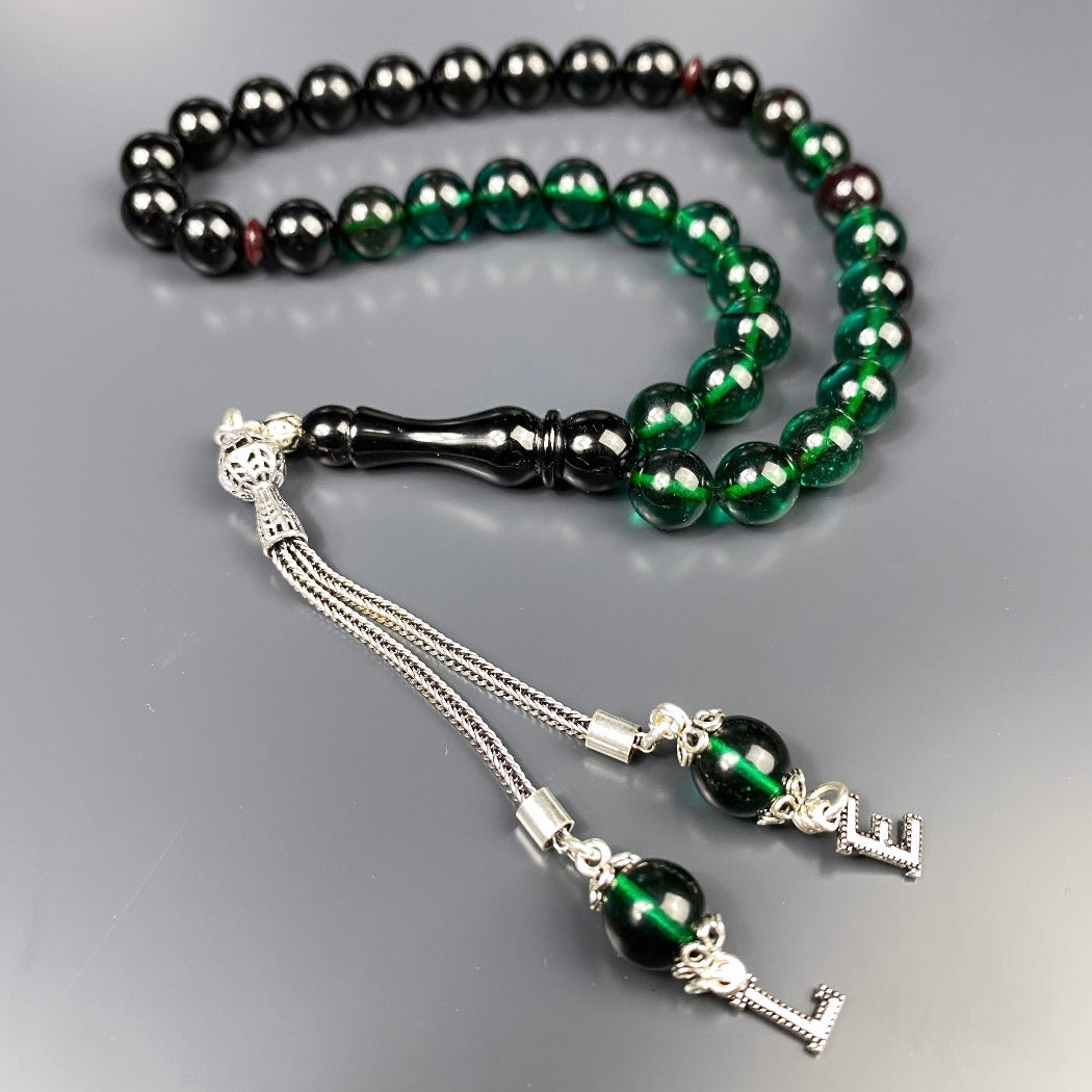 Tesbih SIKMA Kehribar 925 Silber personalisiert 2 Buchstaben