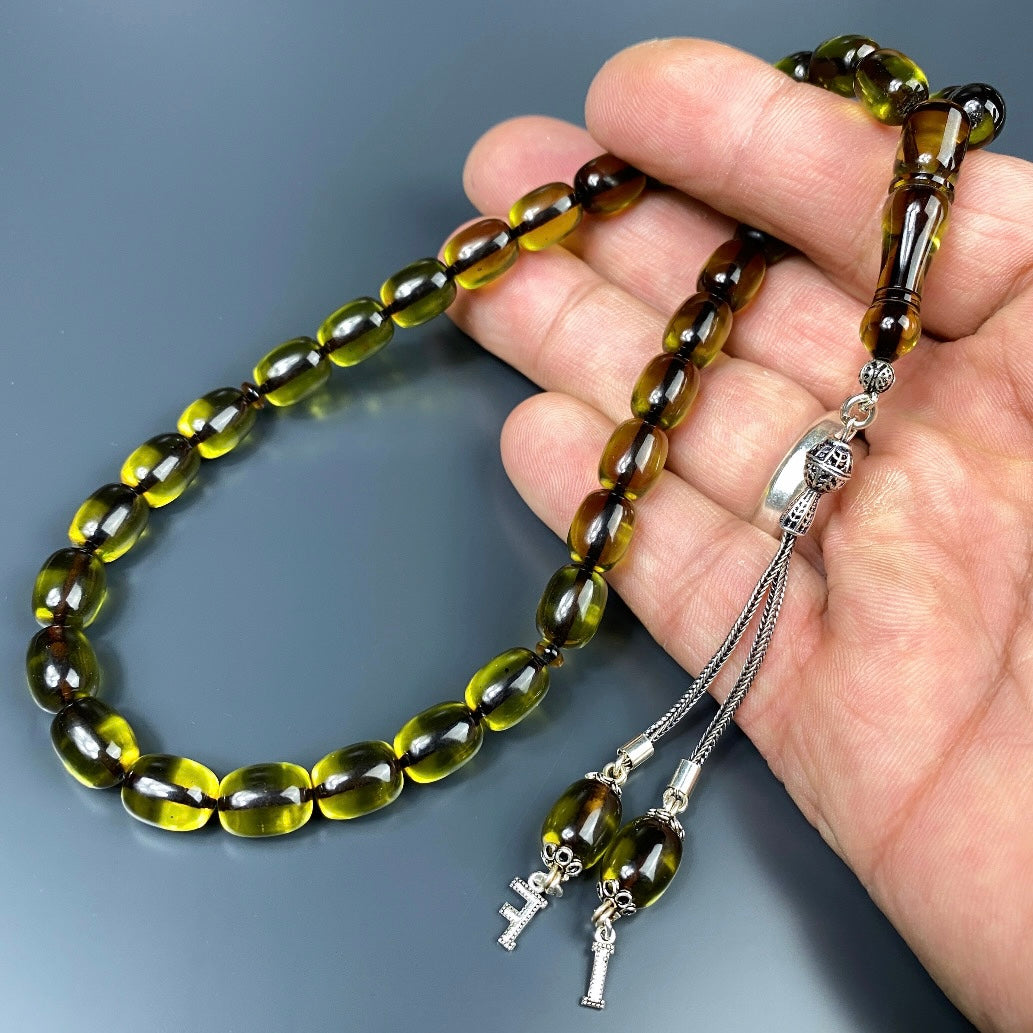 Tesbih SIKMA Kehribar 925 Silber personalisiert 2 Buchstaben