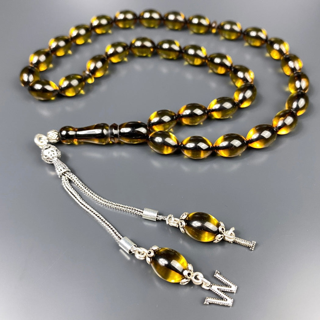 Tesbih SIKMA Kehribar 925 Silber personalisiert 2 Buchstaben