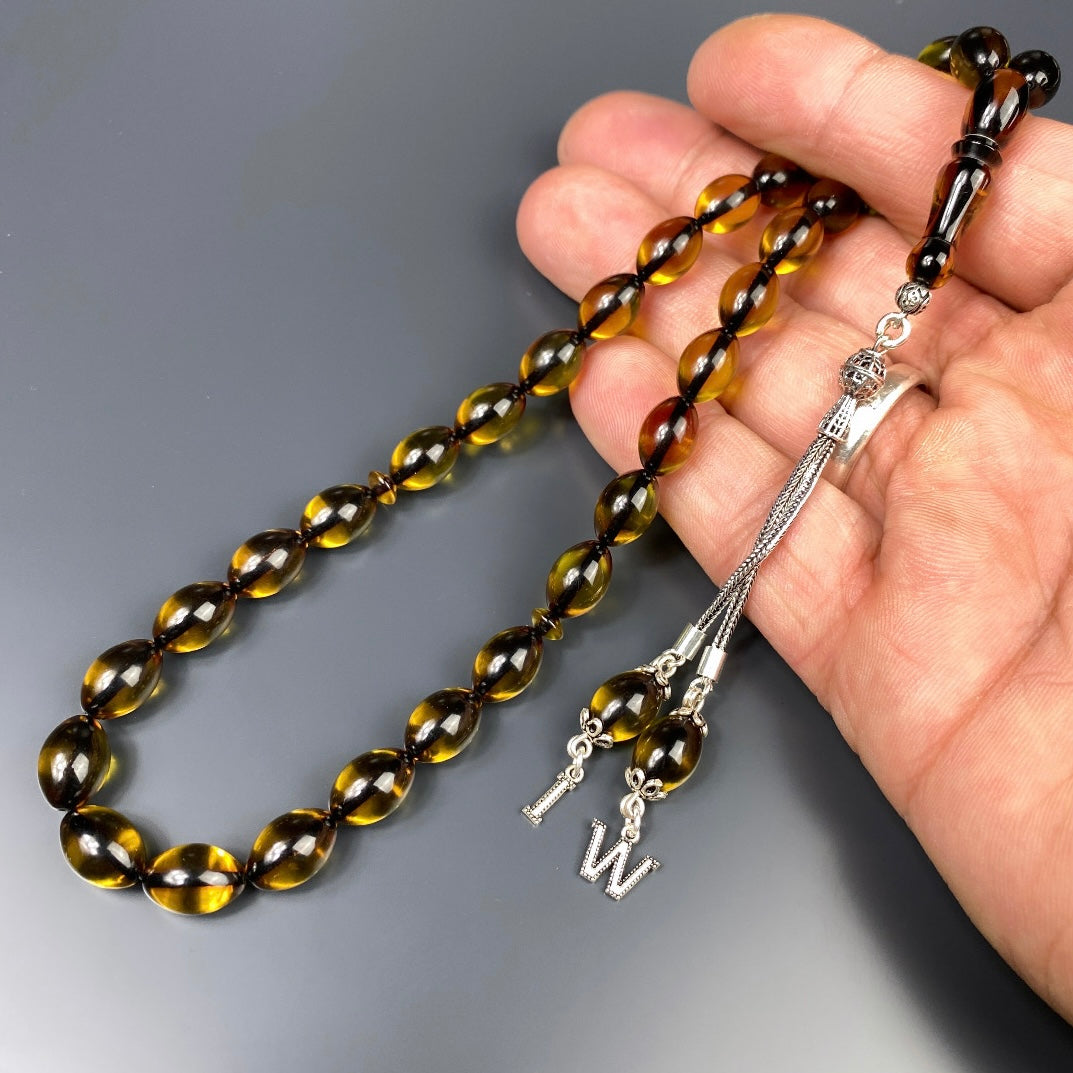 Tesbih SIKMA Kehribar 925 Silber personalisiert 2 Buchstaben