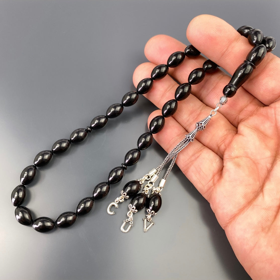 Tesbih Kehribar SIKMA 3er Buchstabe 925 Silver