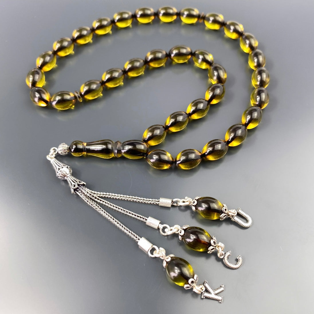 Tesbih Kehribar SIKMA 3er Buchstabe 925 Silver