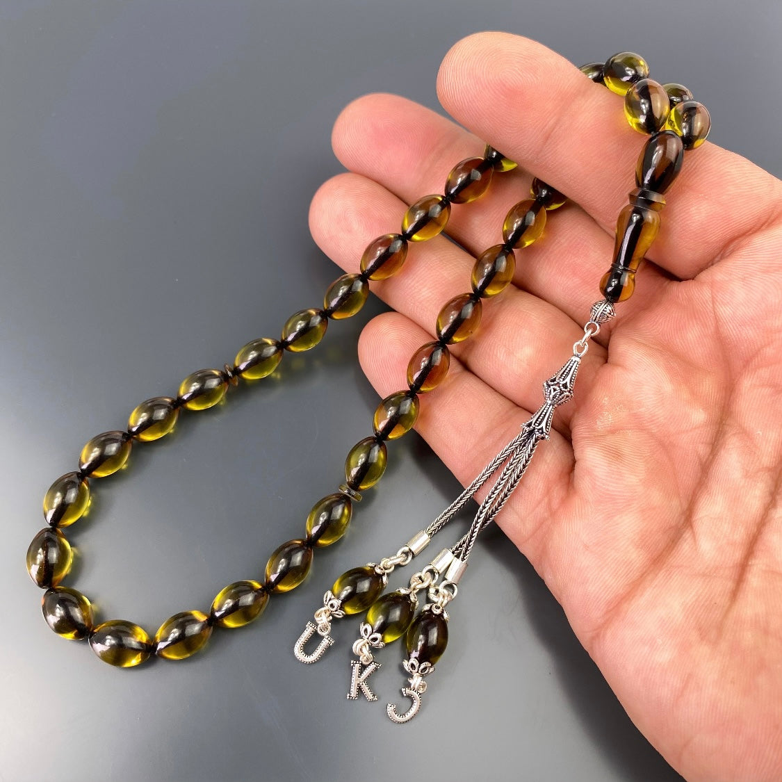 Tesbih Kehribar SIKMA 3er Buchstabe 925 Silver