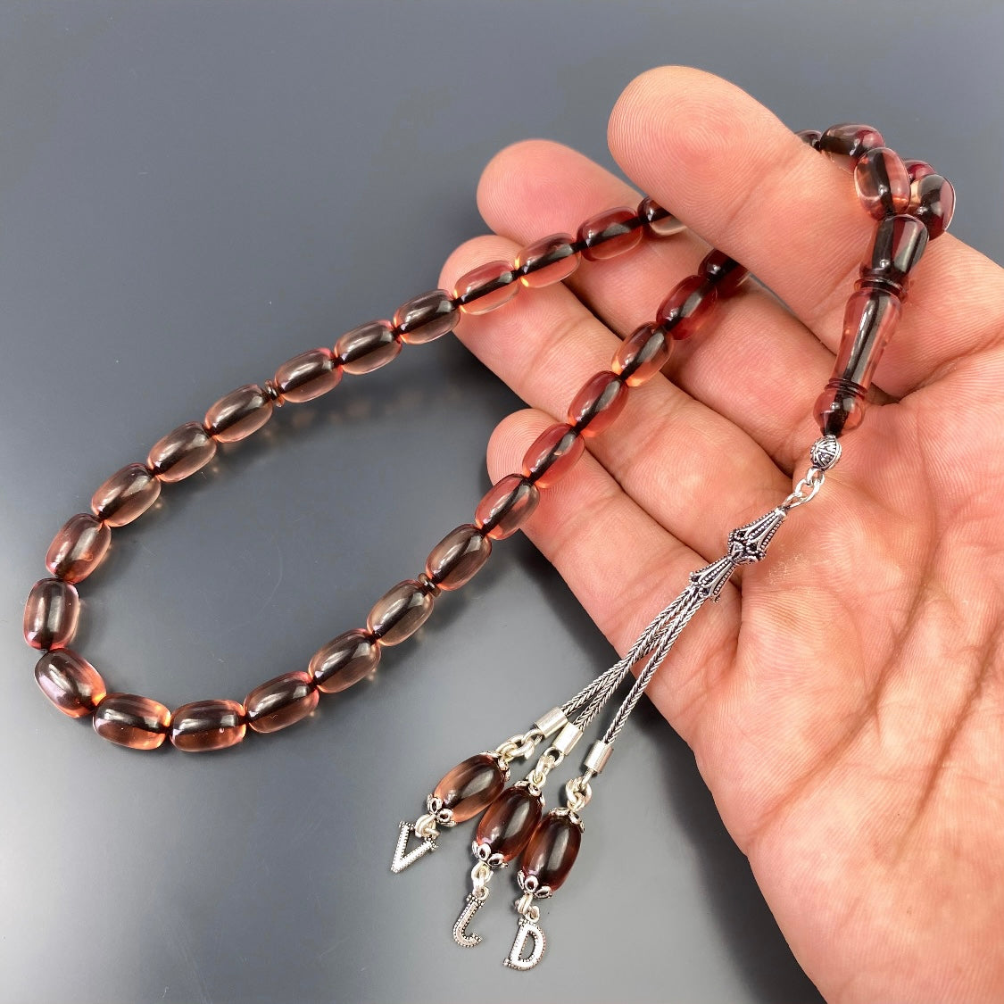 Tesbih Kehribar SIKMA 3er Buchstabe 925 Silver