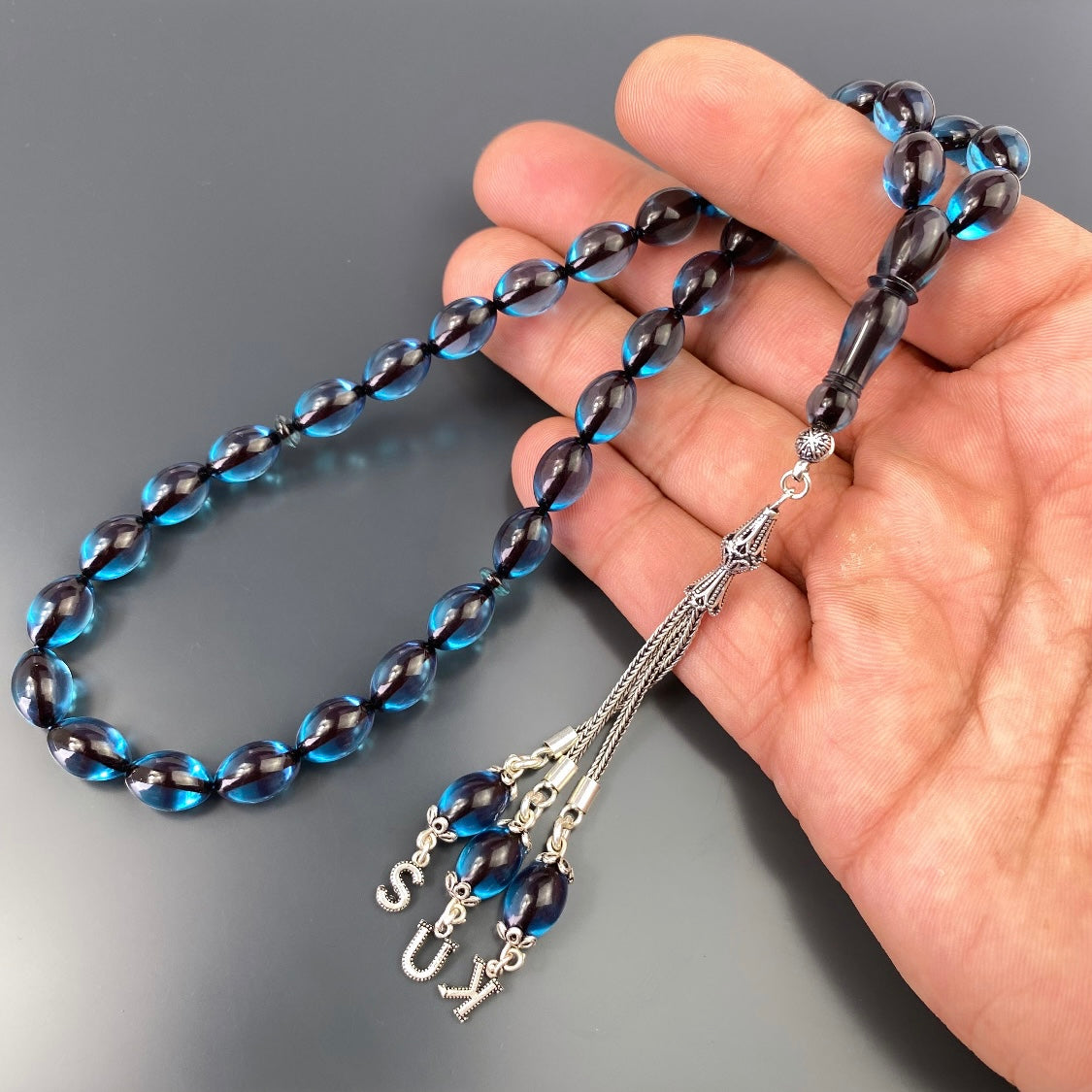 Tesbih Kehribar SIKMA 3er Buchstabe 925 Silver