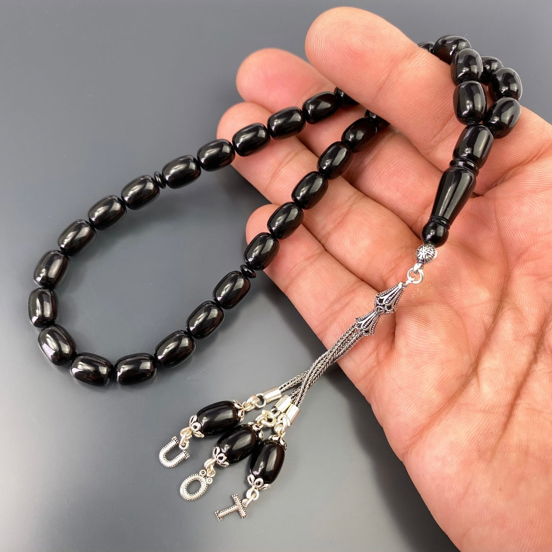 Tesbih Kehribar SIKMA 3er Buchstabe 925 Silver