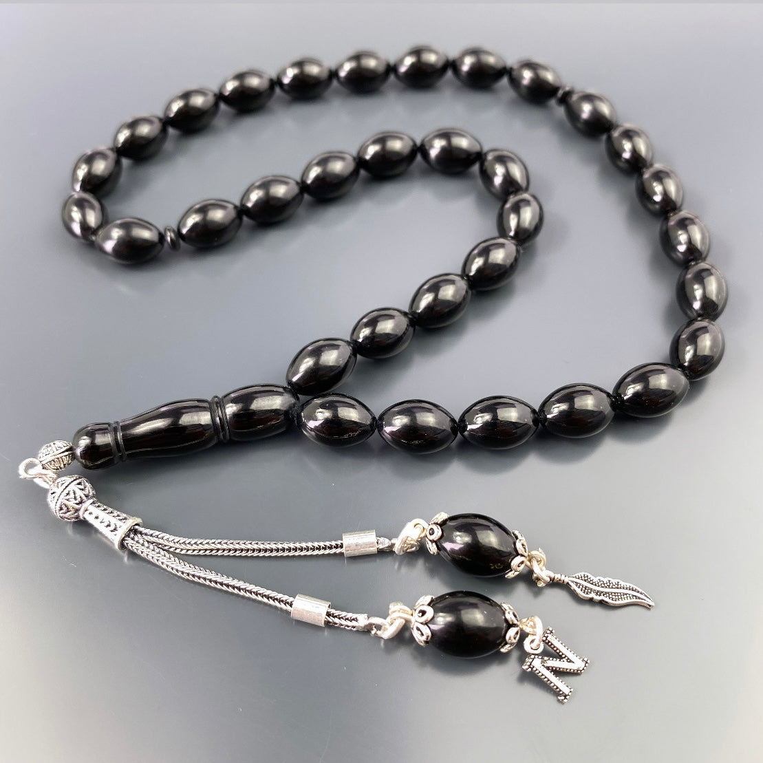 Tesbih Kehribar SIKMA Logo & Buchstabe 925 Silver