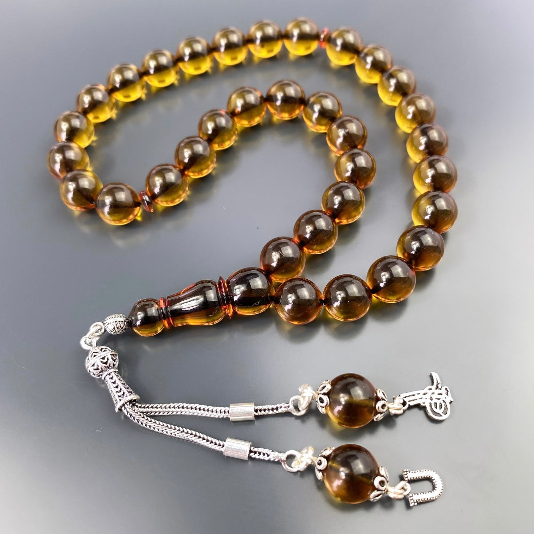 Tesbih Kehribar SIKMA Logo & Buchstabe 925 Silver