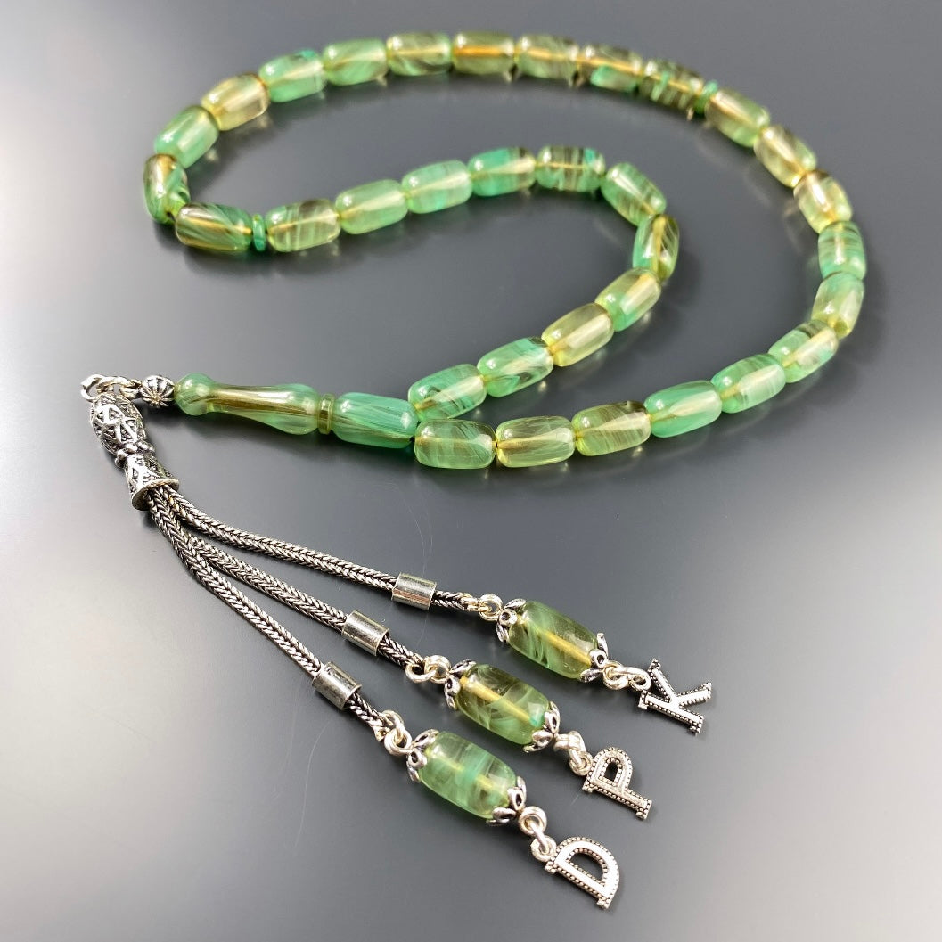 SIKMA Kehribar Tesbih 3 Buchstaben mit Holzbox weiss Hochglanz LIMITED Edition