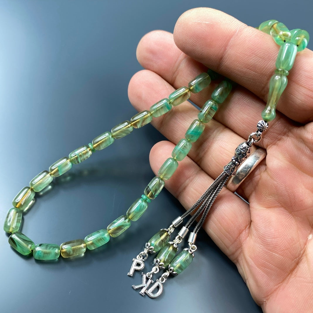 SIKMA Kehribar Tesbih 3 Buchstaben mit Holzbox weiss Hochglanz LIMITED Edition