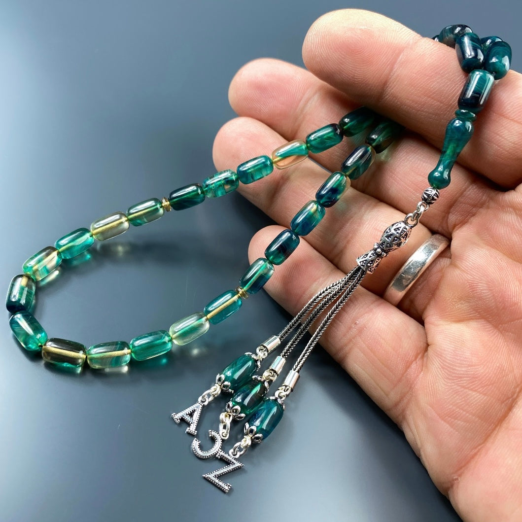 SIKMA Kehribar Tesbih 3 Buchstaben mit Holzbox weiss Hochglanz LIMITED Edition