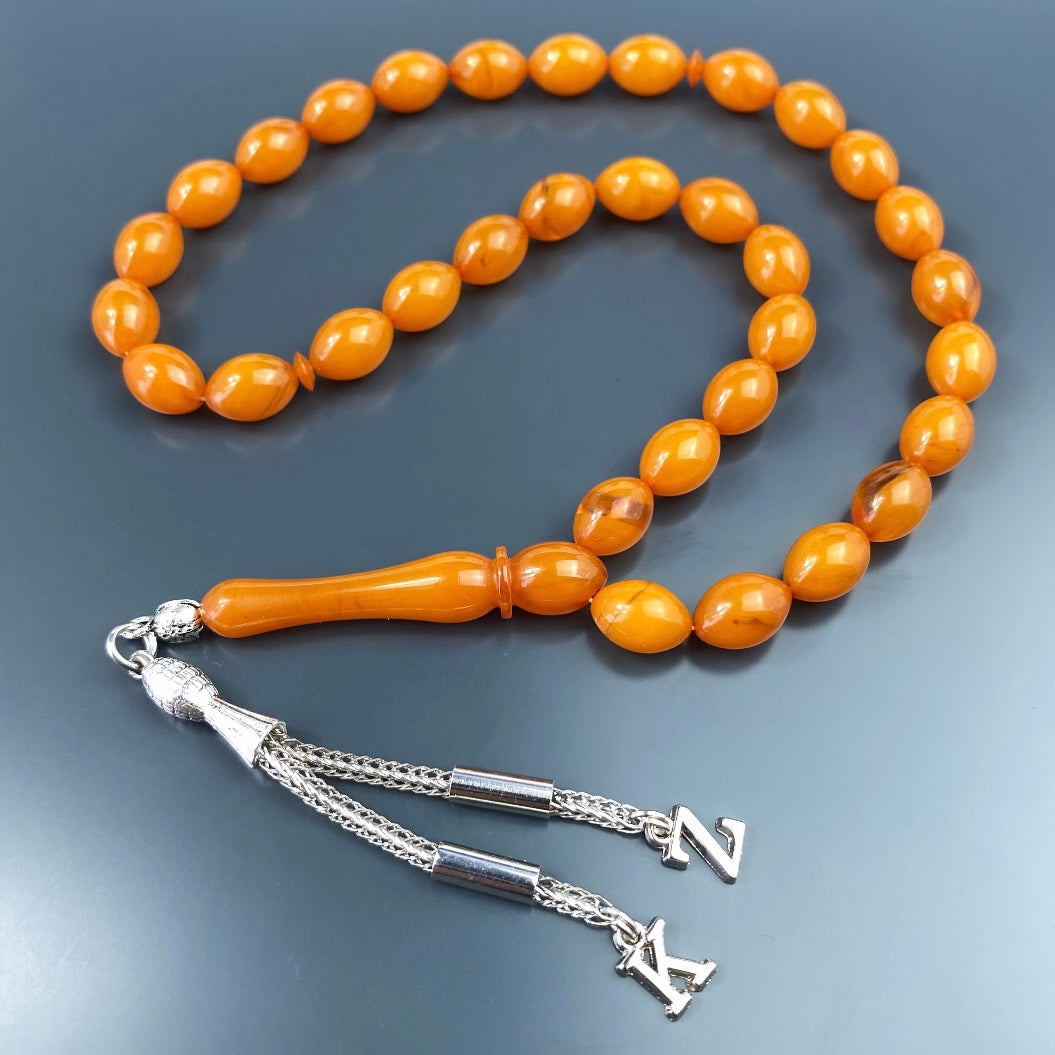 kehribar Tesbih Gebetskette Farblick islam bernstein geschenke für männer kette personalisiert mit Buchstaben für geschenk mann