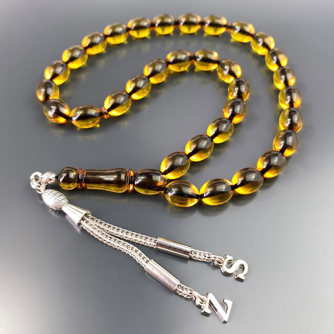 kehribar Tesbih Gebetskette Farblick islam bernstein geschenke für männer kette personalisiert mit Buchstaben für geschenk mann