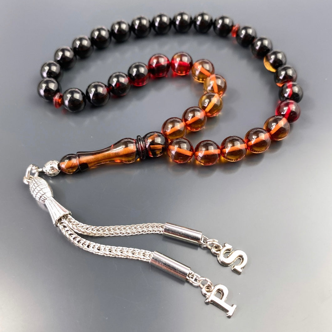 kehribar Tesbih Gebetskette Farblick islam bernstein geschenke für männer kette personalisiert mit Buchstaben für geschenk mann