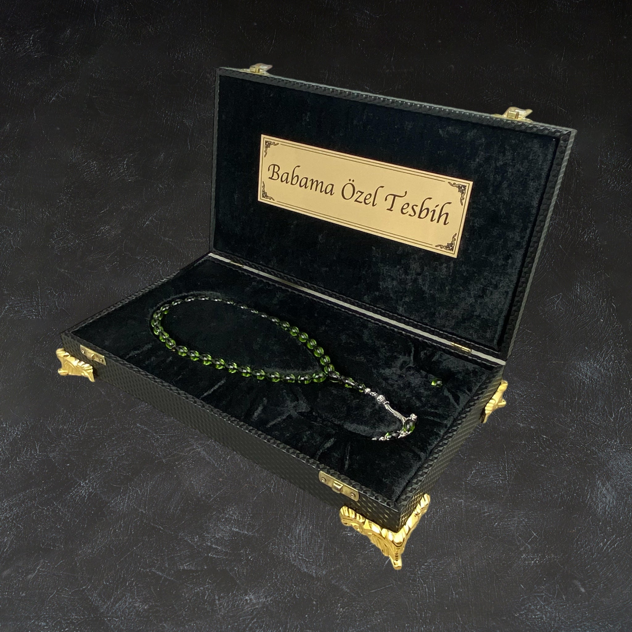 Tesbih Set Özel Kutu 925 Silber SIKMA KEHRIBAR TESBIH - Black Struktur