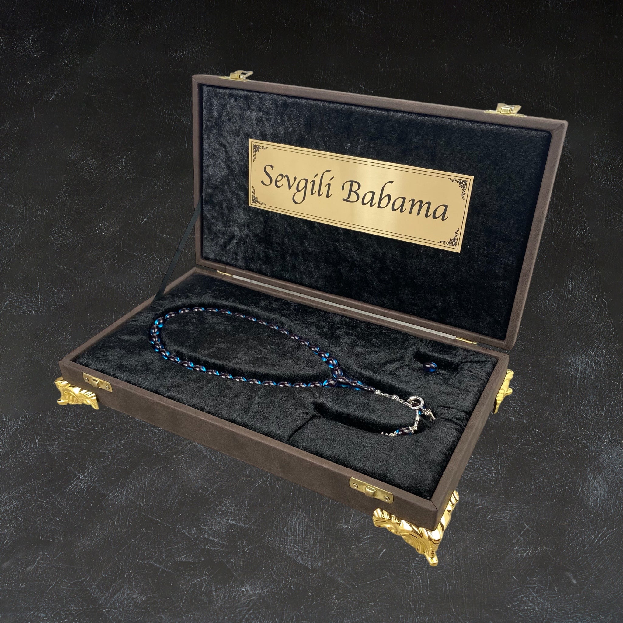 Tesbih Kehribar Sikma und Geschenkbox personalisiert mit einem Wunschtext Geschenk etui islamische geschenke perlenkette männerschmuck Kehribar tesbih Feuerzug mit Namen personalisiert Mekka mekke ayet el kürsi islamische geschenk box