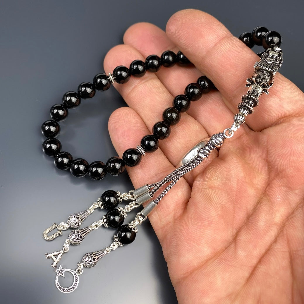 Tesbih Naturstein Onyx Glant Medine Minare Özel Gümüs 925 Imame