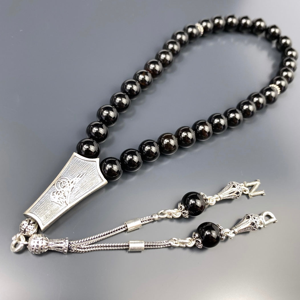 Tesbih Naturstein Onyx Glanz Özel Gümüs Tugra Logo