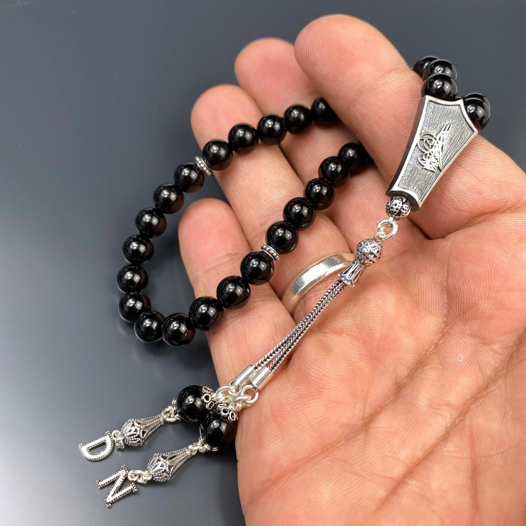 Tesbih Naturstein Onyx Glanz Özel Gümüs Tugra Logo