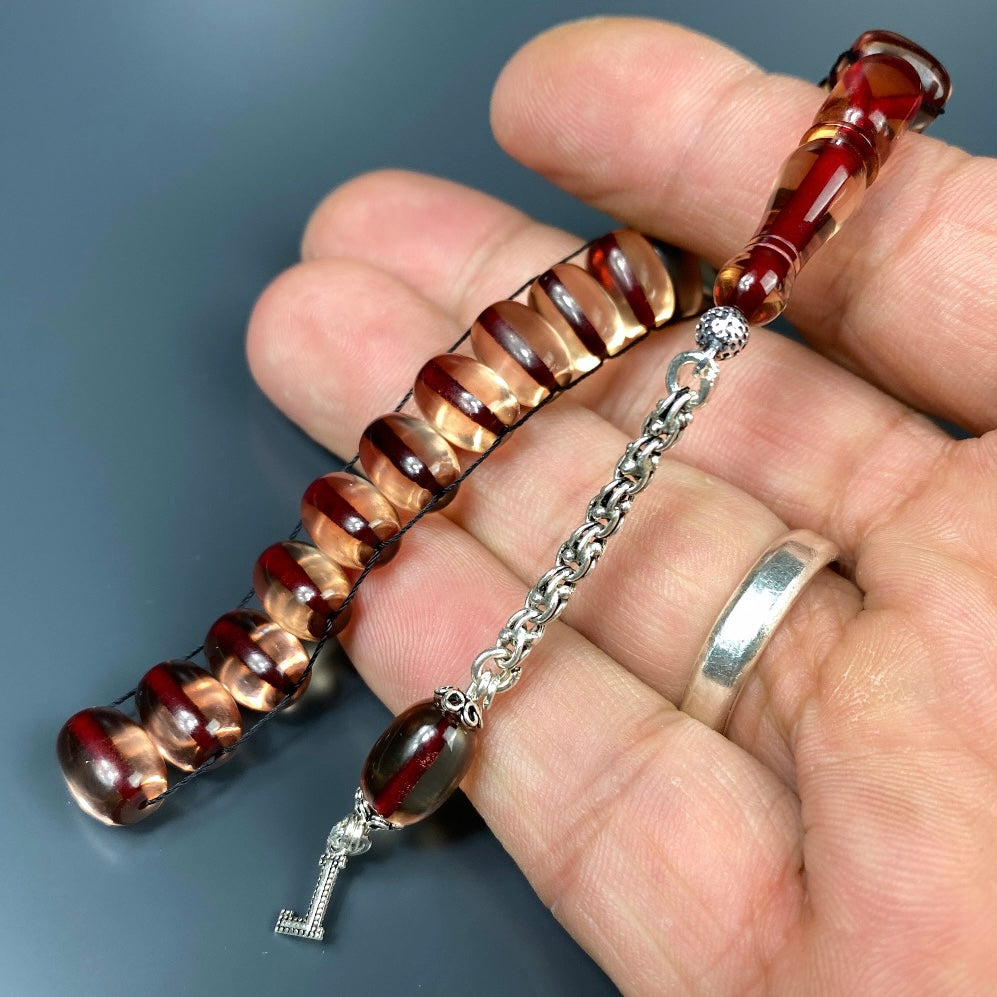 Zaza Tesbih SIKMA Seffaf Kirmizi özel yapim personalisiert 925 Silber