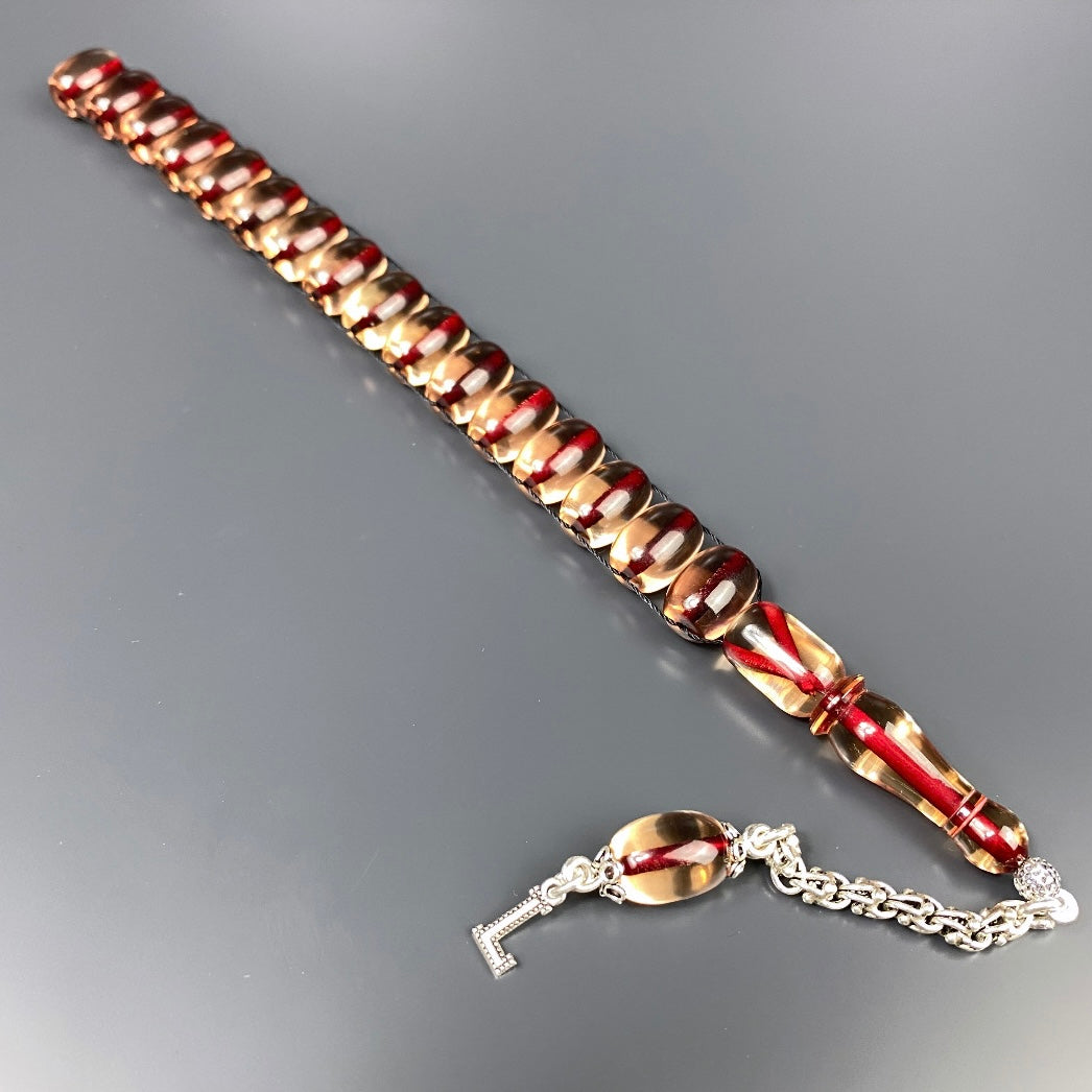 Zaza Tesbih SIKMA Seffaf Kirmizi özel yapim personalisiert 925 Silber