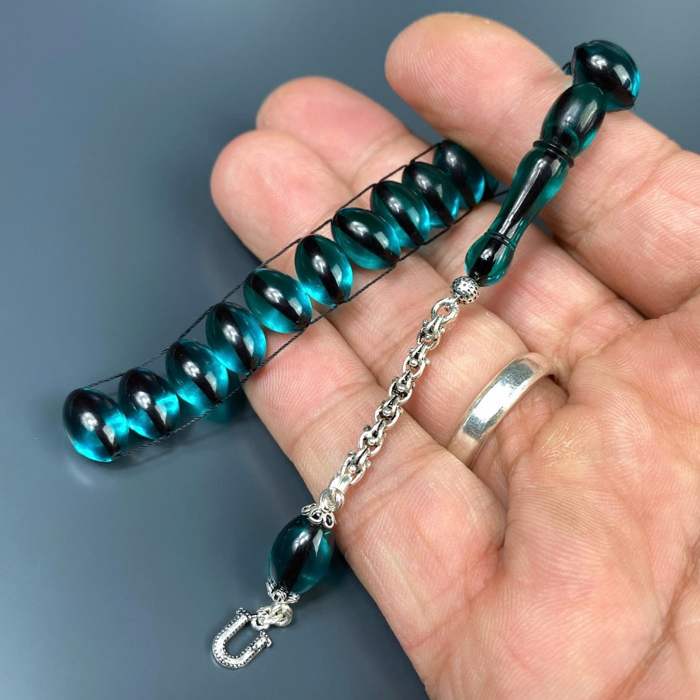 Zaza Tesbih SIKMA Turkuaz özel yapim personalisiert 925 Silber