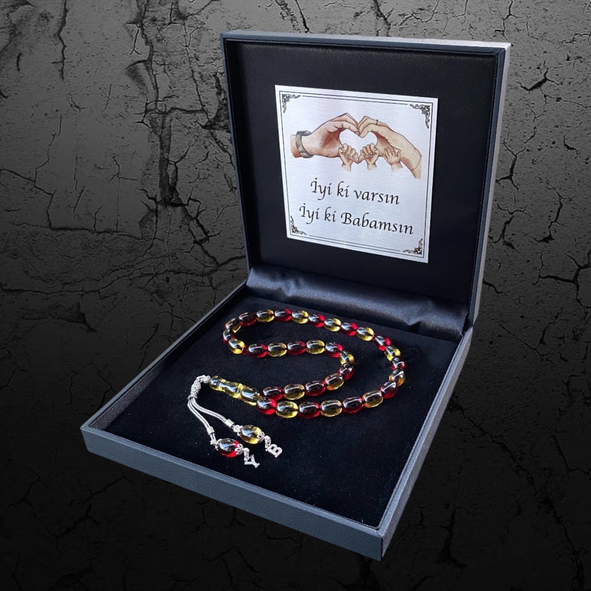 Kehribar Tesbih Geschenkset personalisiert für Männer