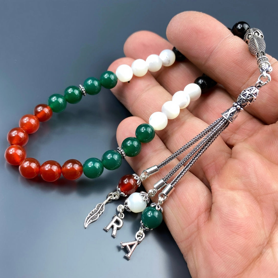 Tesbih Palästina Basic Imame 2 Buchstaben & Logo personalisiert 925 Silber