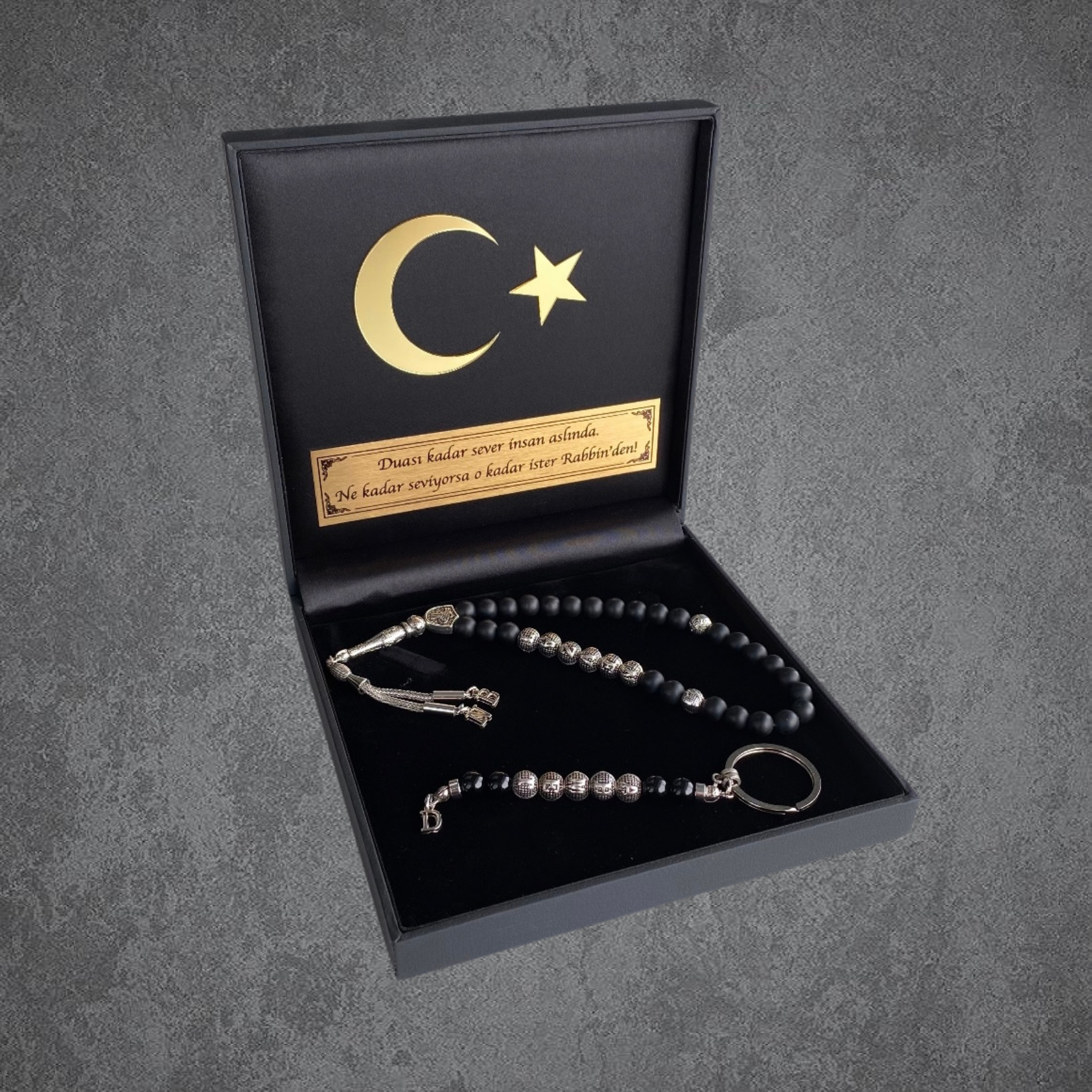 Tesbih mit Namen und Geschenkbox personalisiert mit einem Wunschtext Geschenk etui islamische geschenke perlenkette männerschmuck Kehribar tesbih schlüsselanhänger personalisiert