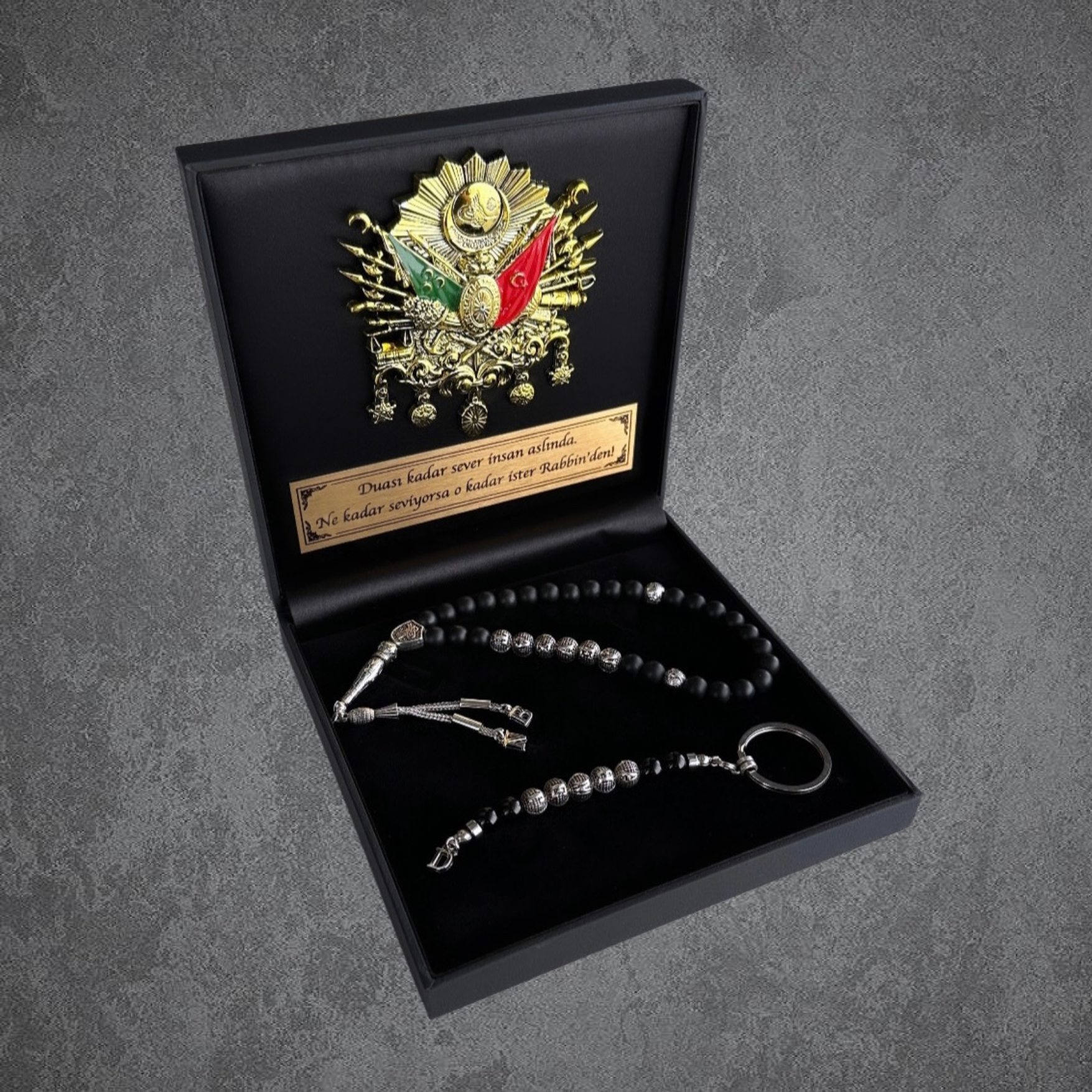 Tesbih mit Namen und Geschenkbox personalisiert mit einem Wunschtext Geschenk etui islamische geschenke perlenkette männerschmuck Kehribar tesbih schlüsselanhänger personalisiert