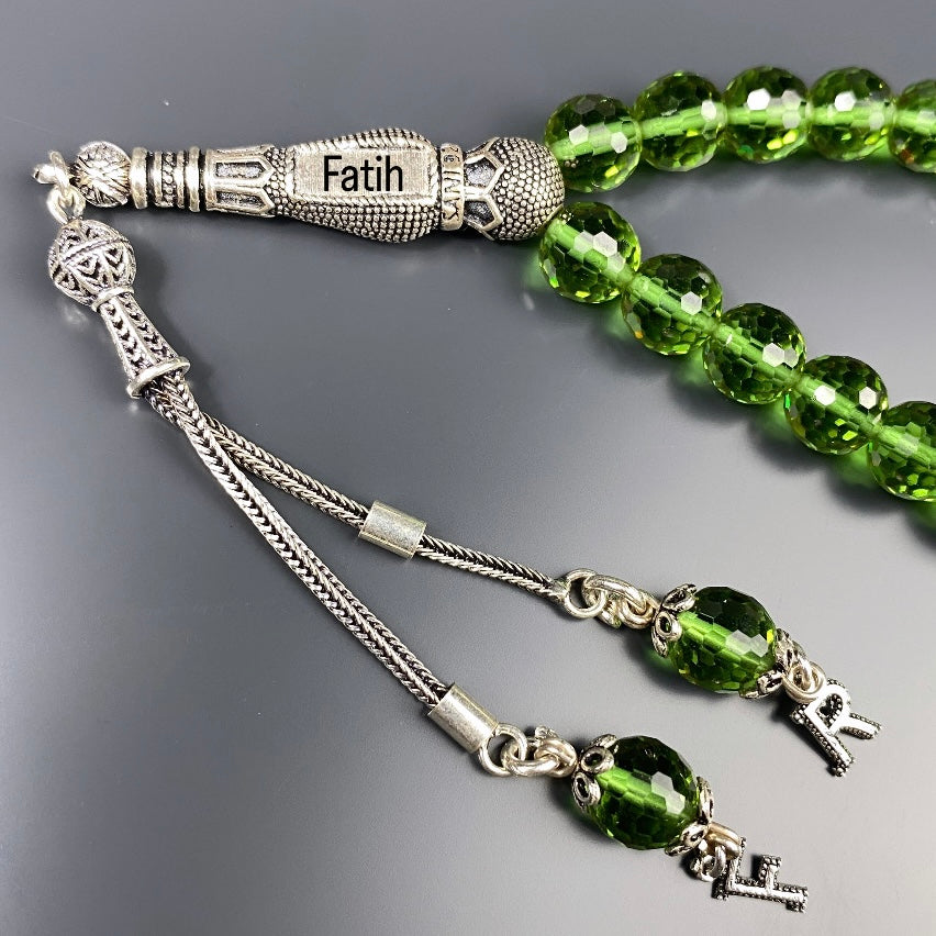 Zultanit Tesbih mit 2 Buchstaben & Namen Gravur